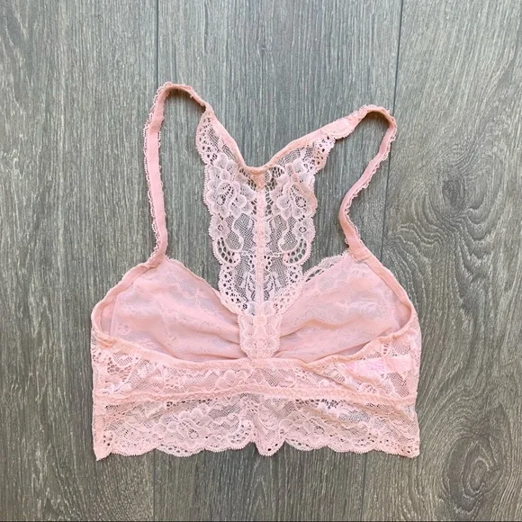 PINK Victoria's Secret Racer Back Lace Bralette Pink Size Small - Picture 6 of 6